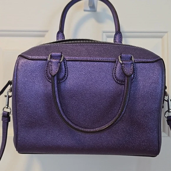 Coach Bennett Satchel Crossbody Purse Metallic Purple - Picture 2 of 12